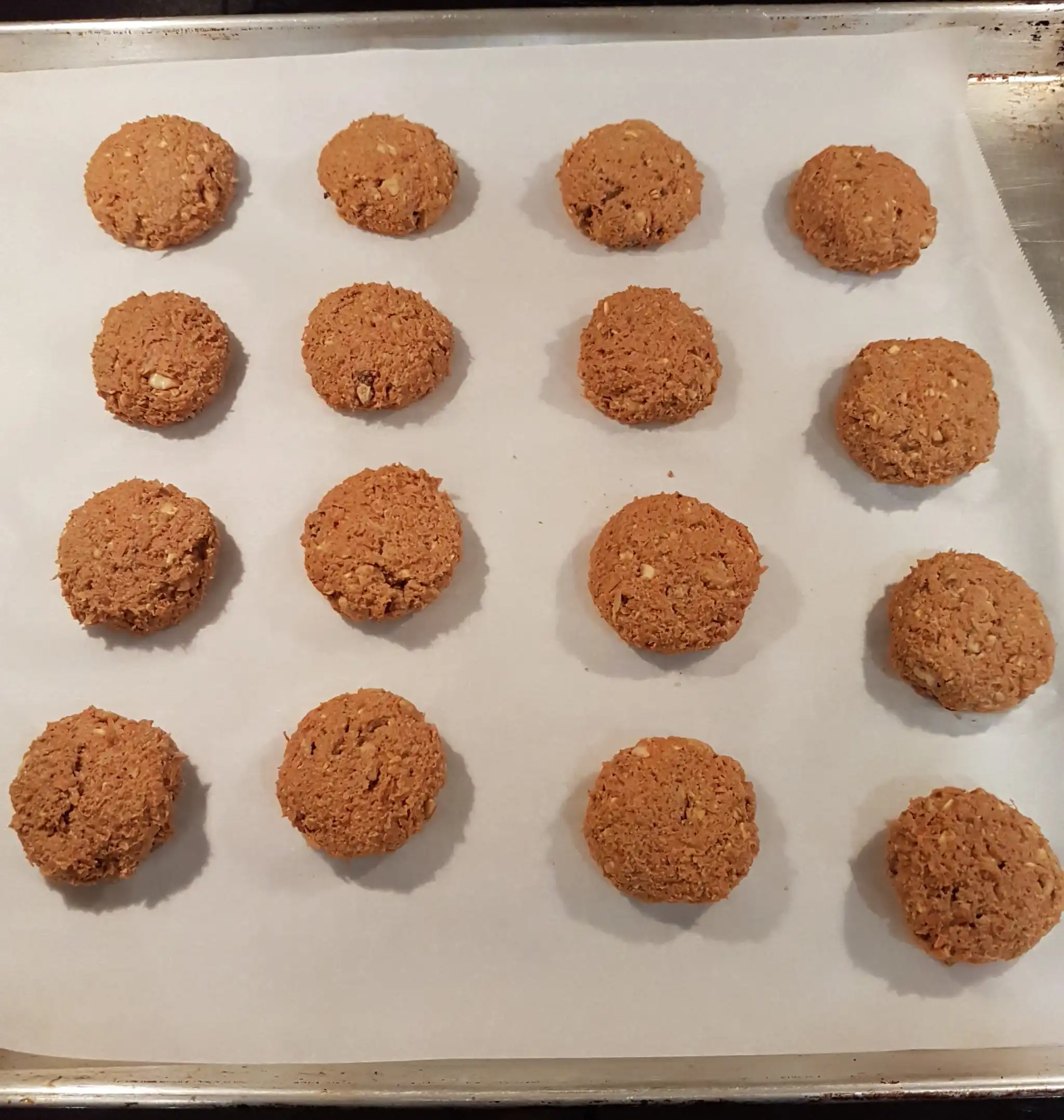 Carrot Ginger Oatmeal Cookies on baking sheet